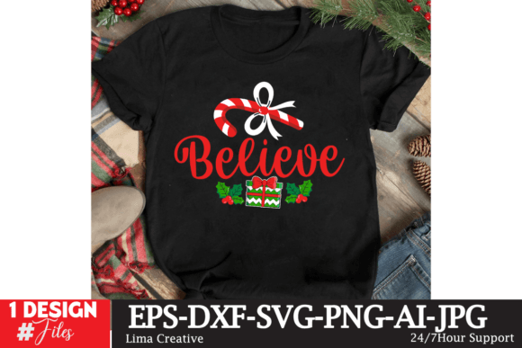 Believe,Christmas SVG Cut File Graphics and T-Shirt Designs Review