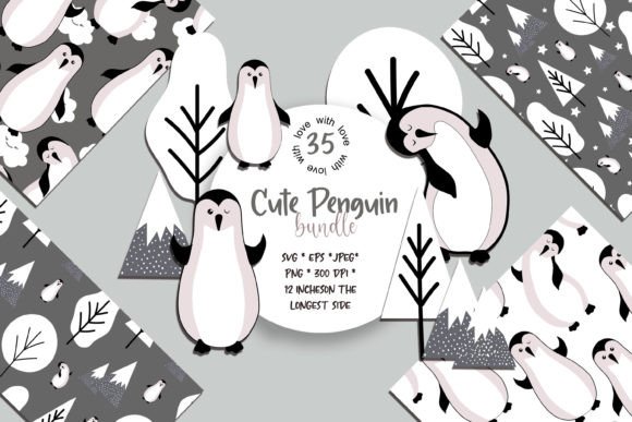 Cute Penguin Bundle Svg Png. Penguin Cli Graphics and Illustrations Review