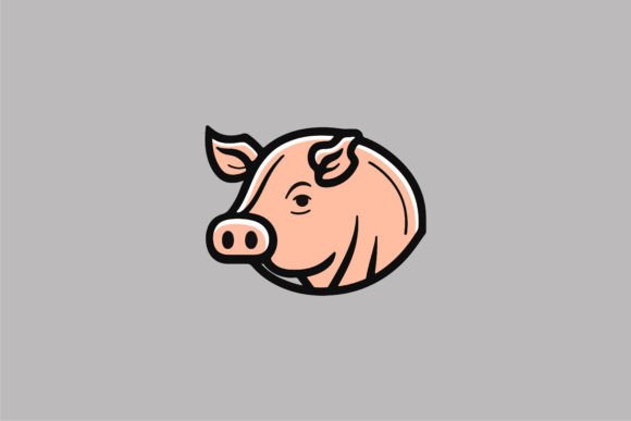 Cute Pig Logo, Funny Cartoon Graphics for Logos