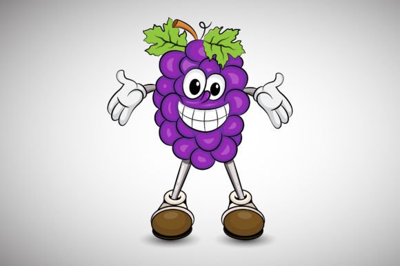 Funny Grape Mascot, Vector Illustration for Graphics and Illustrations