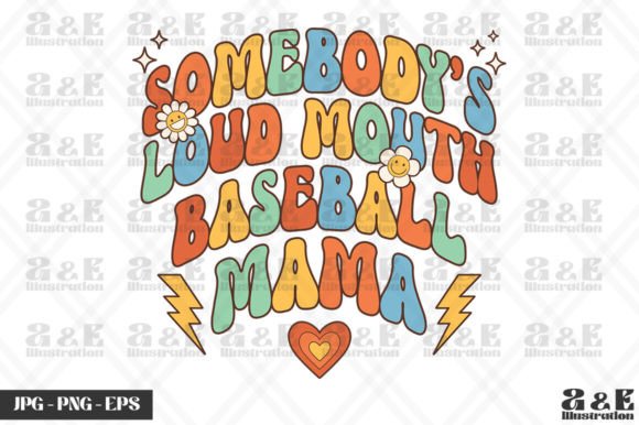 Funny Retro Baseball Mama Mothers Day Graphics and T-Shirt Designs