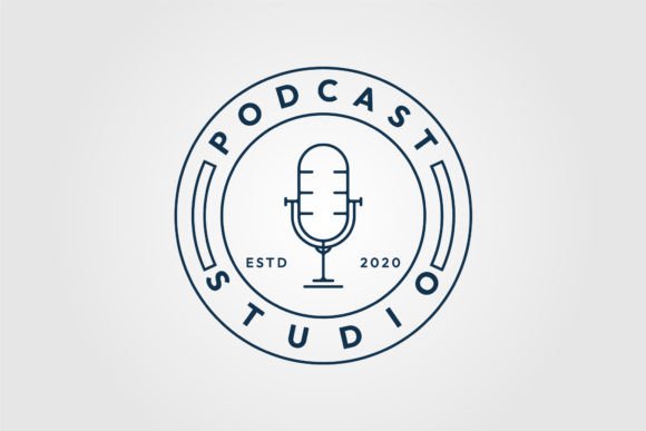 Podcast Microphone Line Art Logo Icon Review