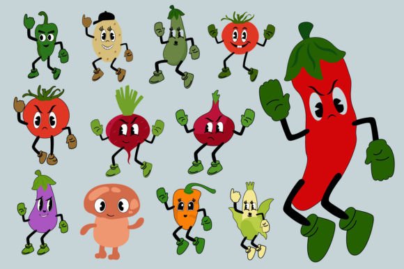Vegetables with Funny Style Graphics and Illustrations Review